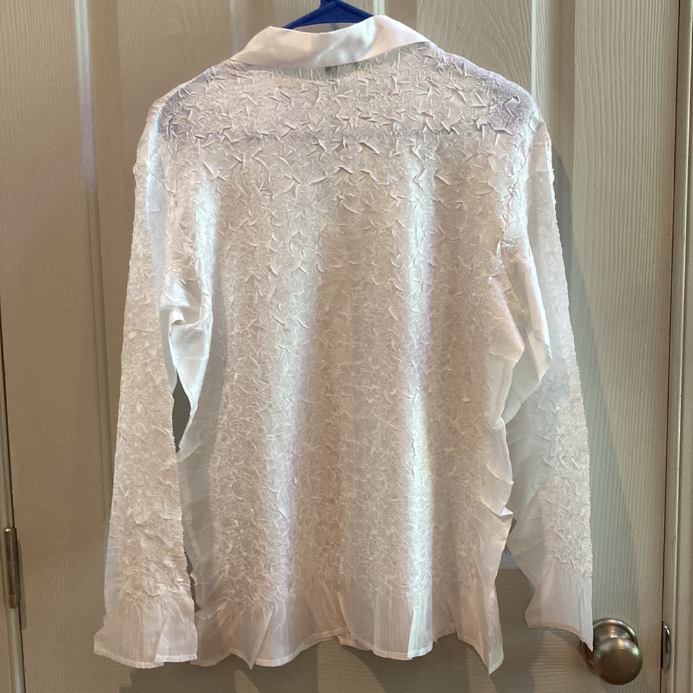 NWOT White Textured Button-Up Blouse - Picture 6 of 6